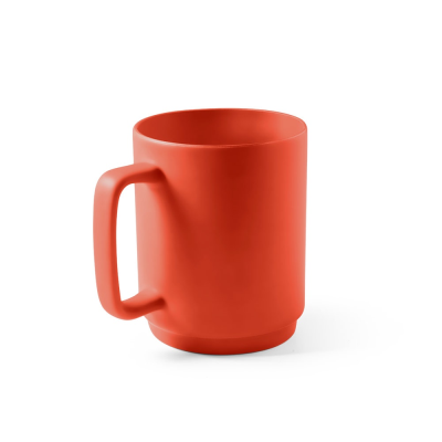 MIGHTY CERAMIC POTTERY MUG with Cylindrical Body 330 Ml in Red