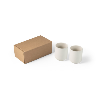 OWENS SET OF CERAMIC POTTERY CUP 280 ML in Pastel White