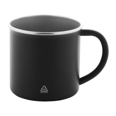 RECYCLED STAINLESS STEEL METAL MUG in Black