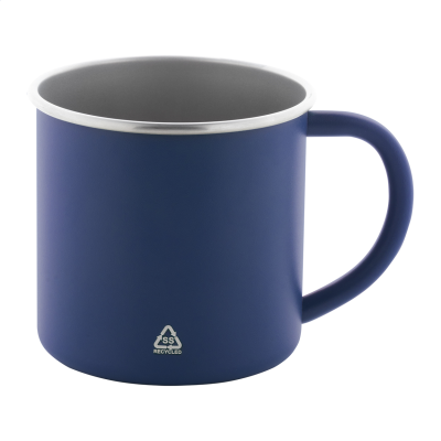 RECYCLED STAINLESS STEEL METAL MUG in Blue