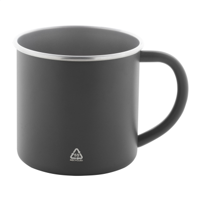 RECYCLED STAINLESS STEEL METAL MUG in Grey
