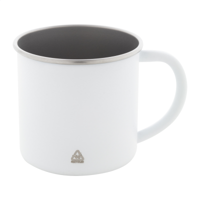 RECYCLED STAINLESS STEEL METAL MUG in White