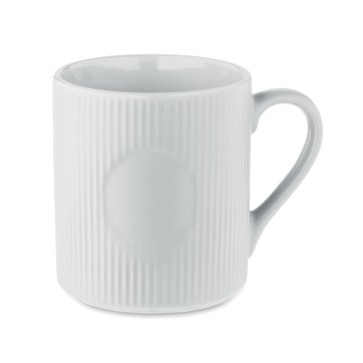 RIBBED CERAMIC POTTERY MUG MAT 340 ML in White