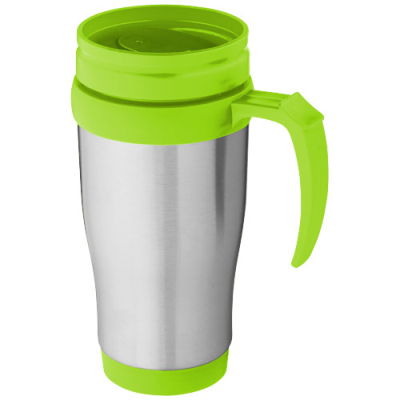 SANIBEL 400 ML THERMAL INSULATED MUG in Silver & Lime Green