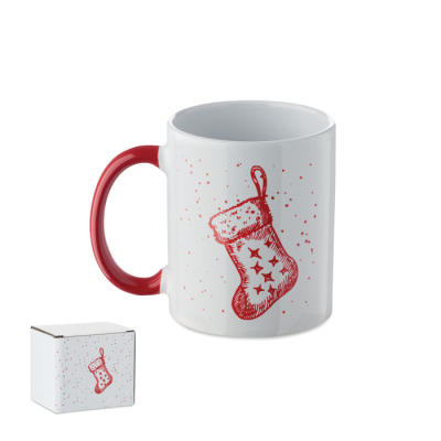 SEASONAL CERAMIC POTTERY MUG 300ML in Red