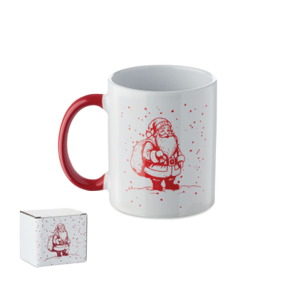 SEASONAL CERAMIC POTTERY MUG 300ML in Red