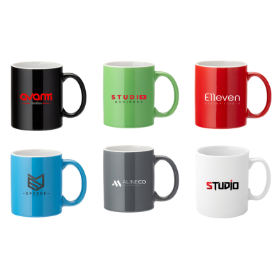 WHITE STRAIGHT-SIDED MUG 12OZ (34CL) - COLOUR