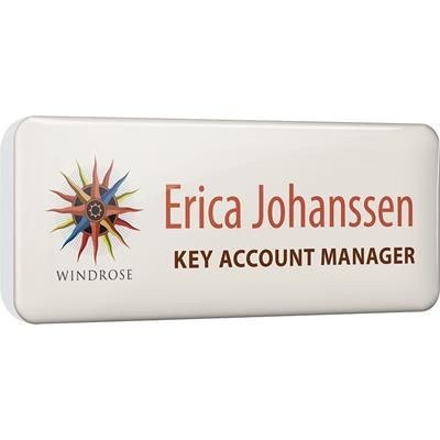 PLASTIC FACED PERSONALISED NAME BADGE in White