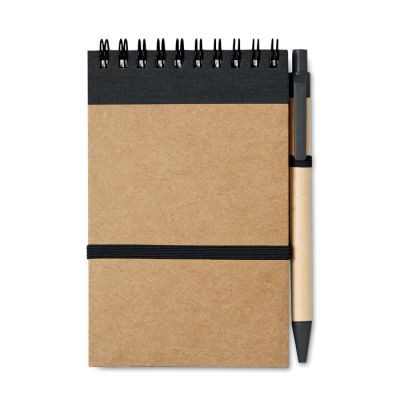 A6 RECYCLED NOTE PAD with Pen in Black