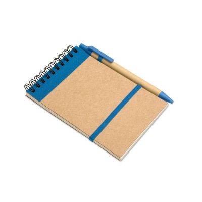 A6 RECYCLED NOTE PAD with Pen in Blue