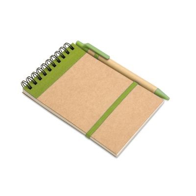 A6 RECYCLED NOTE PAD with Pen in Green