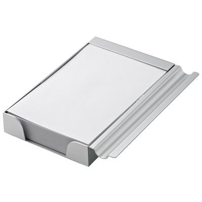ALUMINIUM SILVER METAL DESK MEMO NOTE PAD with Pen Holder