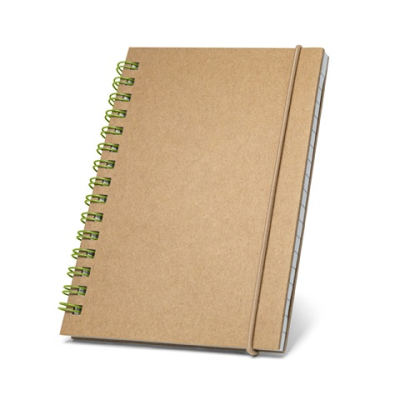 MARLOWE SPIRAL POCKET NOTE BOOK with Recycled Paper in Pale Green