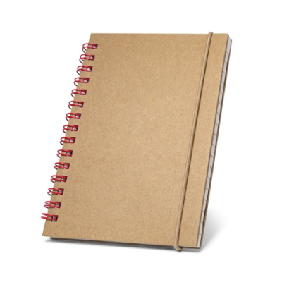MARLOWE SPIRAL POCKET NOTE BOOK with Recycled Paper in Red