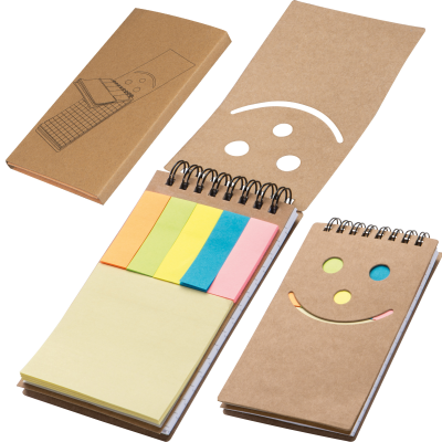 NOTE PAD SMILE FACE in Brown