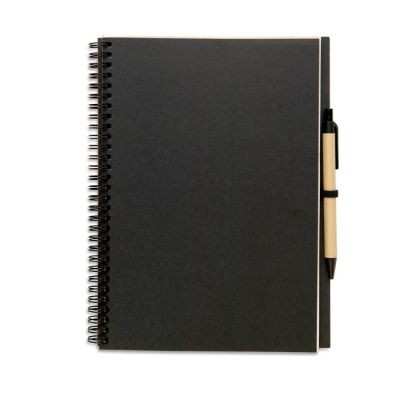 RECYCLED NOTE BOOK with Pen in Black