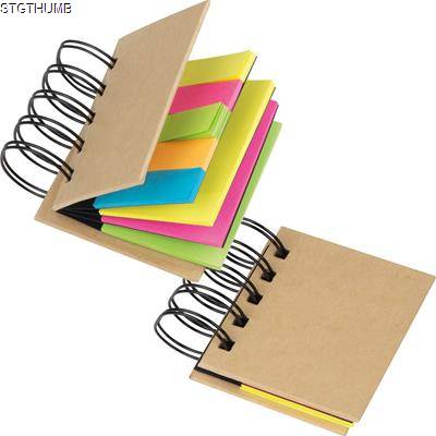 SMALL SPIRAL WIRO BOUND NOTE BOOK with Sticky Notes in Brown
