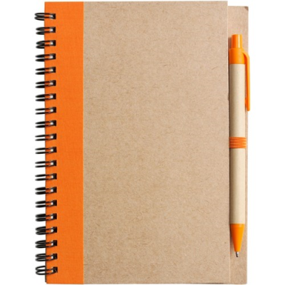 THE NAYLAND - CARDBOARD CARD NOTE BOOK with Ball Pen in Orange