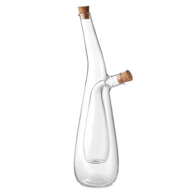 GLASS OIL AND VINEGAR BOTTLE in White
