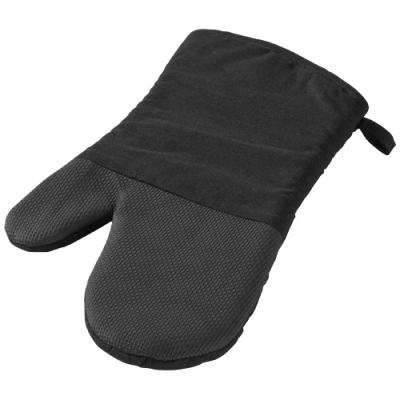 MAYA OVEN GLOVES with Silicon Grip in Shiny Black & Solid Black