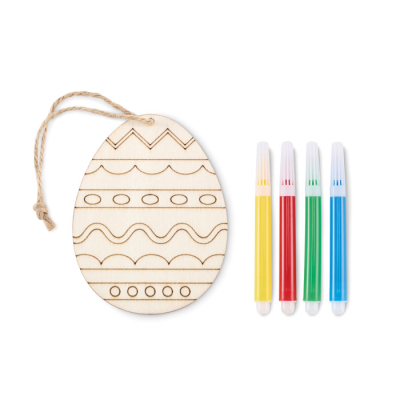 WOOD EGG PAINTING SET in Brown