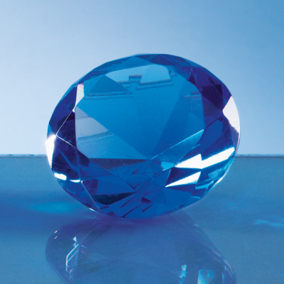 6CM OPTICAL CRYSTAL BLUE DIAMOND PAPERWEIGHT