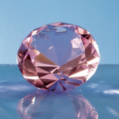 6CM OPTICAL CRYSTAL PINK DIAMOND PAPERWEIGHT