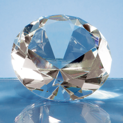 8CM OPTICAL CRYSTAL CLEAR TRANSPARENT DIAMOND PAPERWEIGHT