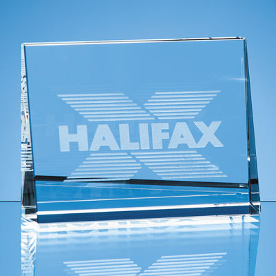 8CM OPTICAL CRYSTAL HORIZONTAL WEDGE PAPERWEIGHT