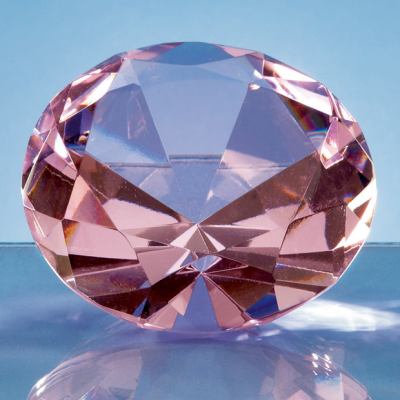 8CM OPTICAL CRYSTAL PINK DIAMOND PAPERWEIGHT