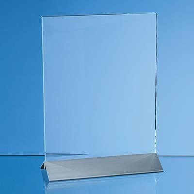 CLEAR TRANSPARENT GLASS RECTANGULAR on an Aluminium Metal Base.