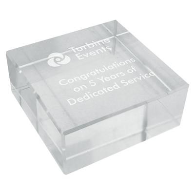 CRYSTAL CUBE BLOCK PAPERWEIGHT