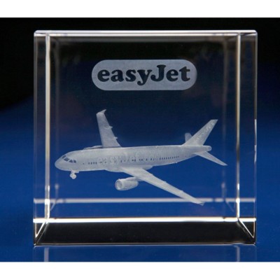 CRYSTAL GLASS AIRLINE PAPERWEIGHT OR AWARD