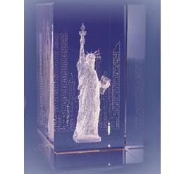 CRYSTAL GLASS CUBE BLOCK PAPERWEIGHT with 3D Laser Engraved Image in Centre