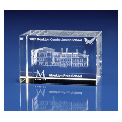 CRYSTAL GLASS EDUCATION PAPERWEIGHT GIFT OR AWARD