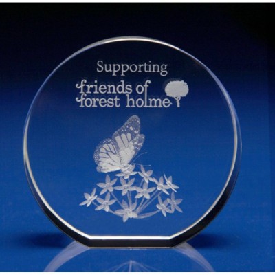 CRYSTAL GLASS FLOWERS PAPERWEIGHT OR AWARD