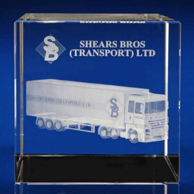 CRYSTAL GLASS FREIGHT PAPERWEIGHT OR AWARD