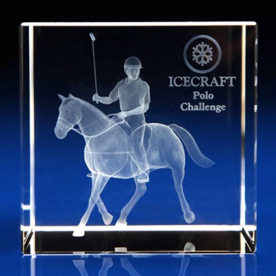 CRYSTAL GLASS HORSE PAPERWEIGHT OR AWARD