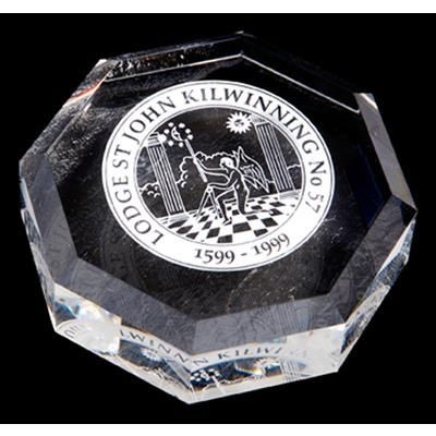 OPTICAL CRYSTAL OCTAGON PAPERWEIGHT