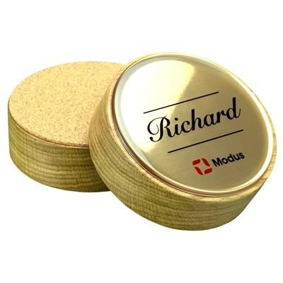 REAL WOOD PAPERWEIGHT with Domed Metal Top