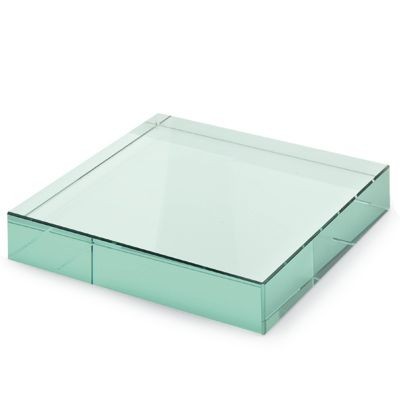 RECTANGULAR GREEN GLASS PAPERWEIGHT