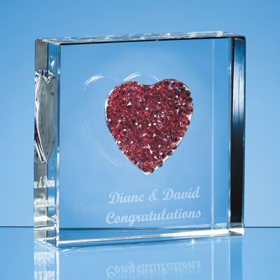 RED DIAMANTE HEART PAPERWEIGHT