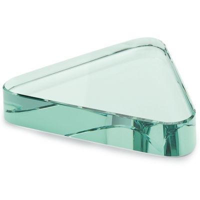 TRIANGLE GREEN GLASS PAPERWEIGHT