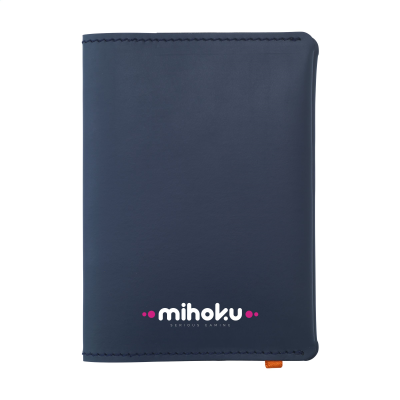 BONDED LEATHER PASSPORT HOLDER in Dark Blue