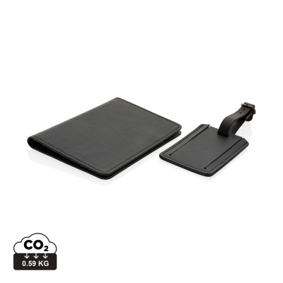 SWISS PEAK GRS RECYCLED PU TRAVEL GIFT SET in Black