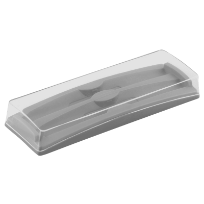PB02 DOUBLE PRESENTATION BOX - GREY - CLEAR TRANSPARENT