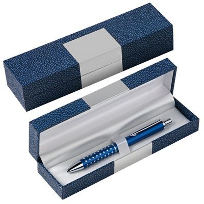 RECTANGULAR PEN PRESENTATION BOX in Blue Leather