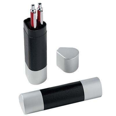 TRIANGULAR PEN PRESENTATION BOX in Black Leather