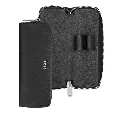 ZIP DOUBLE PEN CASE CLASSIC GRAINED BLACK
