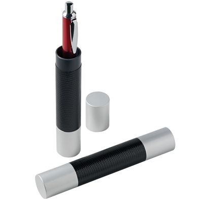 PEN PRESENTATION TUBE in Blue Leather